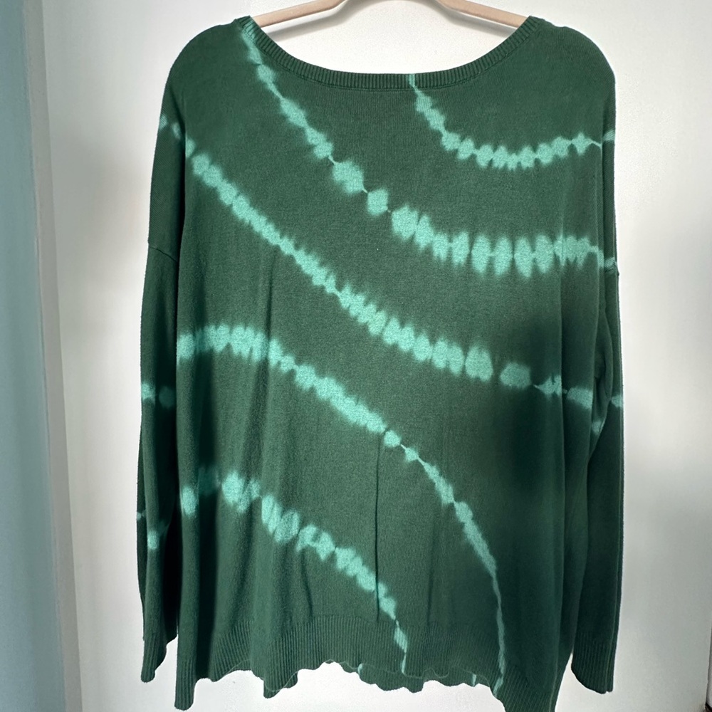 J. Jill Forest Green Tie-Dye Sweater